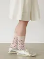 ミディ | プチメッシュフラワーソックス ベビーピンク