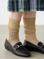 太リブラメミディ丈ソックス キャメル