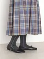 毛混ラメラインハイソックス チャコールモク×ブルーライン