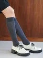 綿薄手無地ハイソックス チャコールグレー