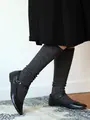 ウールネップリブハイソックス チャコールグレー