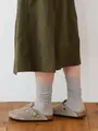 透かし編みレースハイソックス シルバーグレー