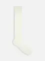 New毛混薄手リブハイソックス オフホワイト