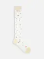 チュールブーケレースハイソックス アイボリー+ピンク