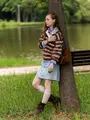 ラメグラデーションストライプハイソックス ライトベージュ