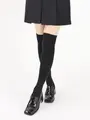 無地ニーハイソックス クロ