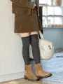 毛混べタニーハイソックス チャコールモク