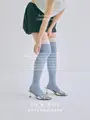 【EN NEUME】Layered Knee-High Socks ブルーグレー
