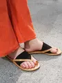 麻無地トングタイプ クロ