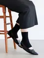 とろみナイロンリブショートトレンカ クロ