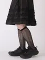 トーションレースハイソックス クロ