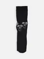 フラワー刺繍ハイソックス クロ