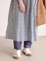 縫製シアーリブレギンスパンツ10分丈 メイブルー