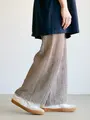 縫製ストライプクロッシェパンツレギンス グレー