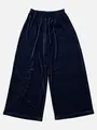 【綿混】縫製コットンベロアレギンス ネイビー