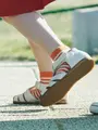 キッズ ボーダーショート丈ソックス16~18cm オレンジ+ホワイト