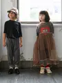 キッズ 綿リブ2本ラインショートソックス16~18cm アカ+ネイビー