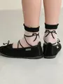 キッズ レースアップ柄シアーショートソックス16～18cm クロ