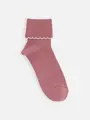 キッズ 折り返し配色フリルソックス16~18cm オールドピンク