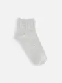 キッズ 蛍光リブショートソックス19〜21cm ライトグレーモク