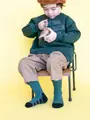 キッズ 足底の汚れが目立たないソックス19～21cm ダルグリーン