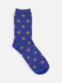 ジュニアサイズ 星柄リンクスソックス22~24cm ブルー+オレンジ