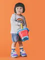 【キッズ】表糸コットン100%で毛玉が出来にくい：サンドイッチラインソックス16～18cm ホワイト+オレンジ+ブルー