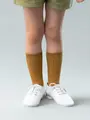 キッズ表糸コットン100％毛玉が出来にくい：リブハイクルーソックス16～18cm【カスタム刺繍対応】 マスタード