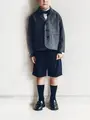 【キッズ】表糸綿100％で毛玉が出来にくい:リブハイクルーソックス19～21cm【カスタム刺繍対応】 クロ