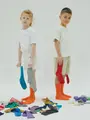 【キッズ】表糸綿100％で毛玉が出来にくい:リブハイクルーソックス19～21cm【カスタム刺繍対応】 オレンジ