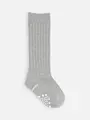 キッズ表糸コットン100%毛玉が出来にくい:リブハイソックス滑り止め付13~15cmカスタム刺繍対応 グレーモク