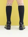 キッズ 履口チュールドット柄ハイソックス19～21cm クロ