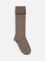 キッズ 折り返し配色ピコハイソックス19～21cm モカチャ