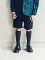 【キッズ】表糸コットン100％で毛玉が出来にくい:リブハイソックス19～21cm【カスタム刺繍対応】 コン