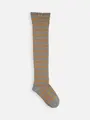 キッズ ピンボーダーオーバーニーソックス19~21cm グレー+マスタード