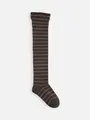 キッズ ピンボーダーオーバーニーソックス19~21cm コゲチャ+ブラウン