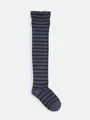 キッズ ピンボーダーオーバーニーソックス19~21cm インディゴ+ダークネイビー