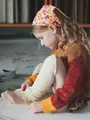 キッズ SIZE FREE リブレッグウォーマー バニラ