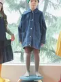 キッズ 210デニール杢タイツ125～145cm グレーモク