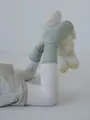 【キッズ】80デニールフラワー柄タイツ / 110-130cm オフ+ライラック