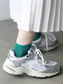 和紙長めスニーカー丈ソックス グリーン