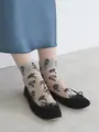 シアーワントーン花柄ショートソックス シルバーグレー