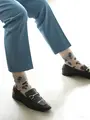 シアーワントーン花柄ショートソックス グレー