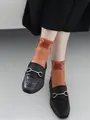 シアーワントーン花柄ショートソックス アンバー