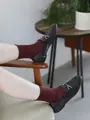 【定番】綿混ロールショートソックス エンジ
