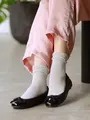 レーヨンシルクのふわふわショートソックス シルバーグレー