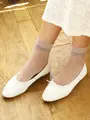 クレープショートソックス ラベンダーベージュ