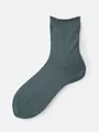 メランジゴム口くるくるショートソックス ダスティーグリーン