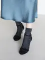 ゴム口ラメレースフロートショートソックス クロ
