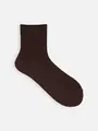 綿混2×2リブショートソックス チャコールブラウン
